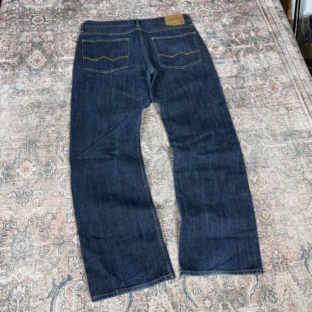 Vintage 2000s American Eagle Baggy Bootcut Style Dark Blue Jeans Size 33x32